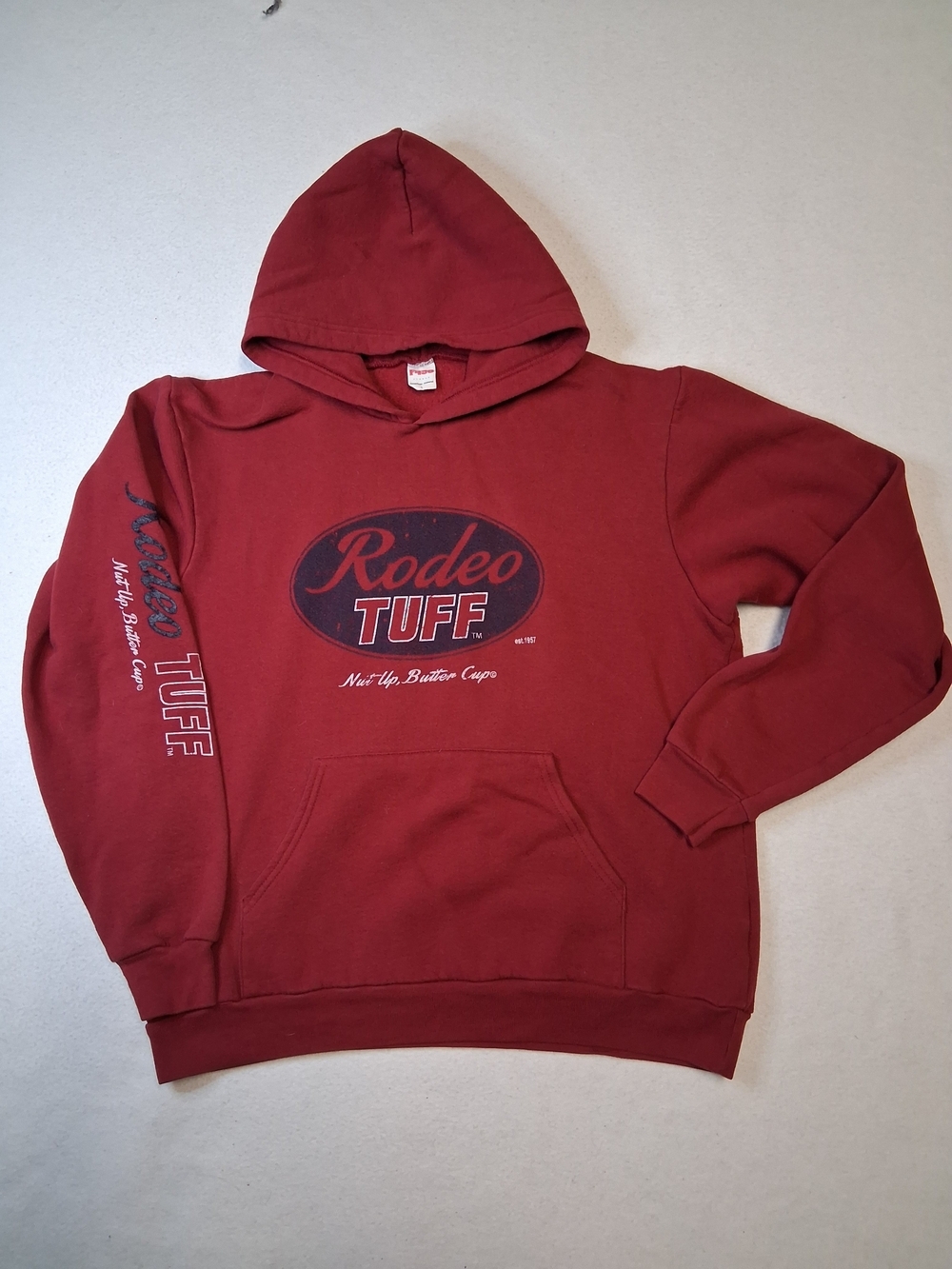 F499 Men's Maroon RODEO TUFF  Hooded Sweatshirt